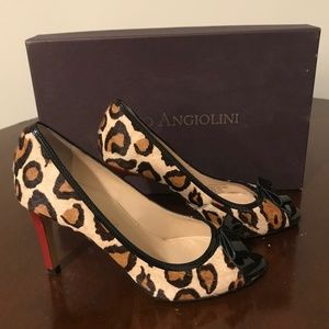 Enzo Angiolini Leopard Print Peep Toe Pumps